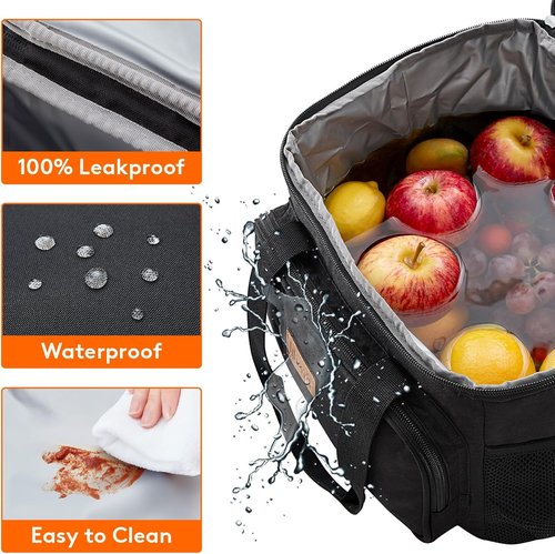 Lifewit Insulated Lunch Bag - Large Soft Cooler Tote for Adults | Black 24-Can Capacity (15L)