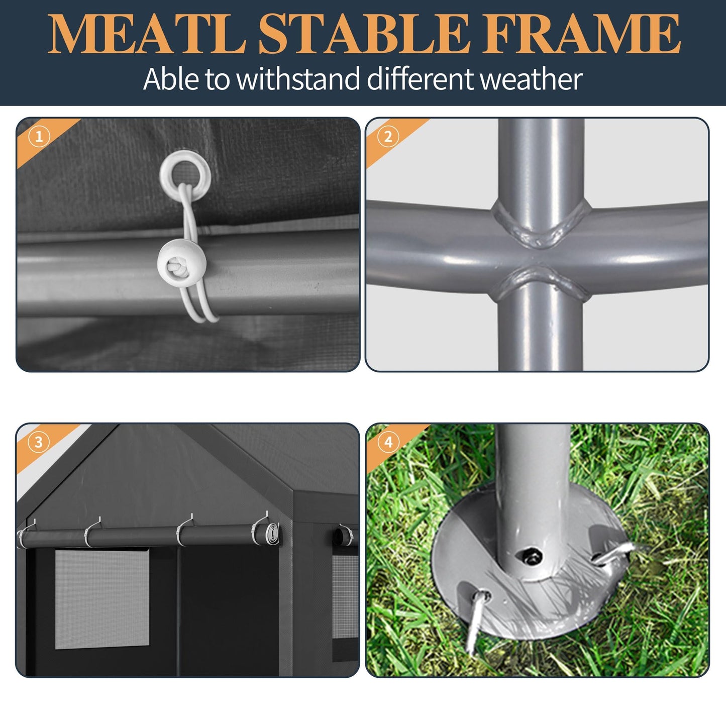12x20 FT Heavy-Duty Design Carport,Portable Garage Canopy,Carport Canopy with Side-Opening Removable Door & Roll-Up Window,Portable Car Port for Car, Truck, Boat,Grey