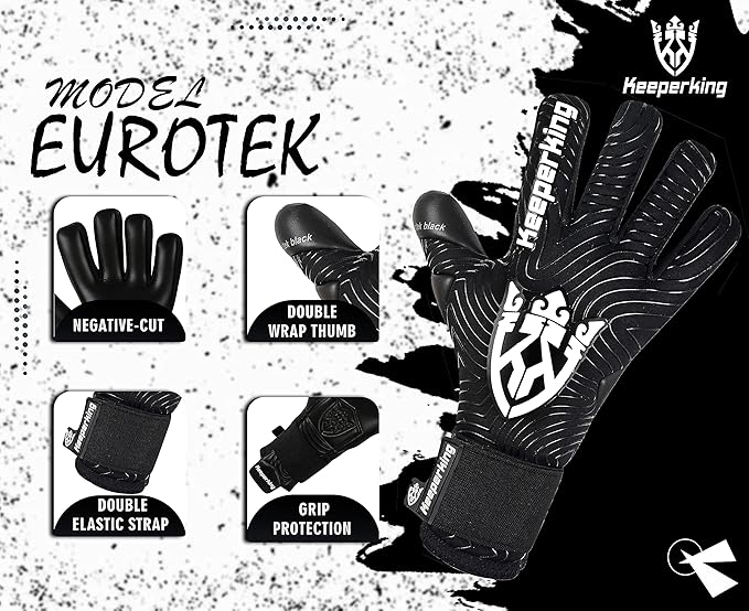 Professional Soccer Goalie Gloves Kids, Boys, Youth, Adult, Men- Football Goalkeeper Glove Strong grip palm protection Giga latex 4mm Double elastic Wrist with Negative cut, Slim(Size 6-11)