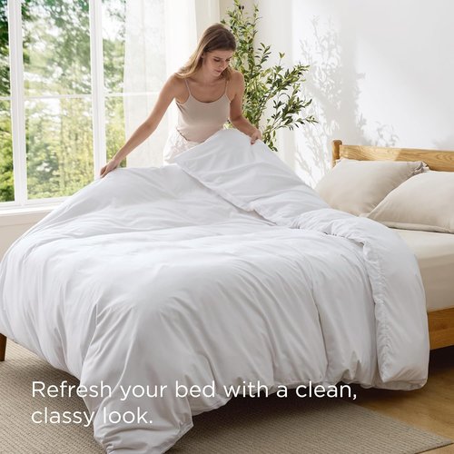 Bedsure Duvet Cover - Queen Size Soft Double Brushed All-Season Bedding, White, Zipper Closure (90"x90")