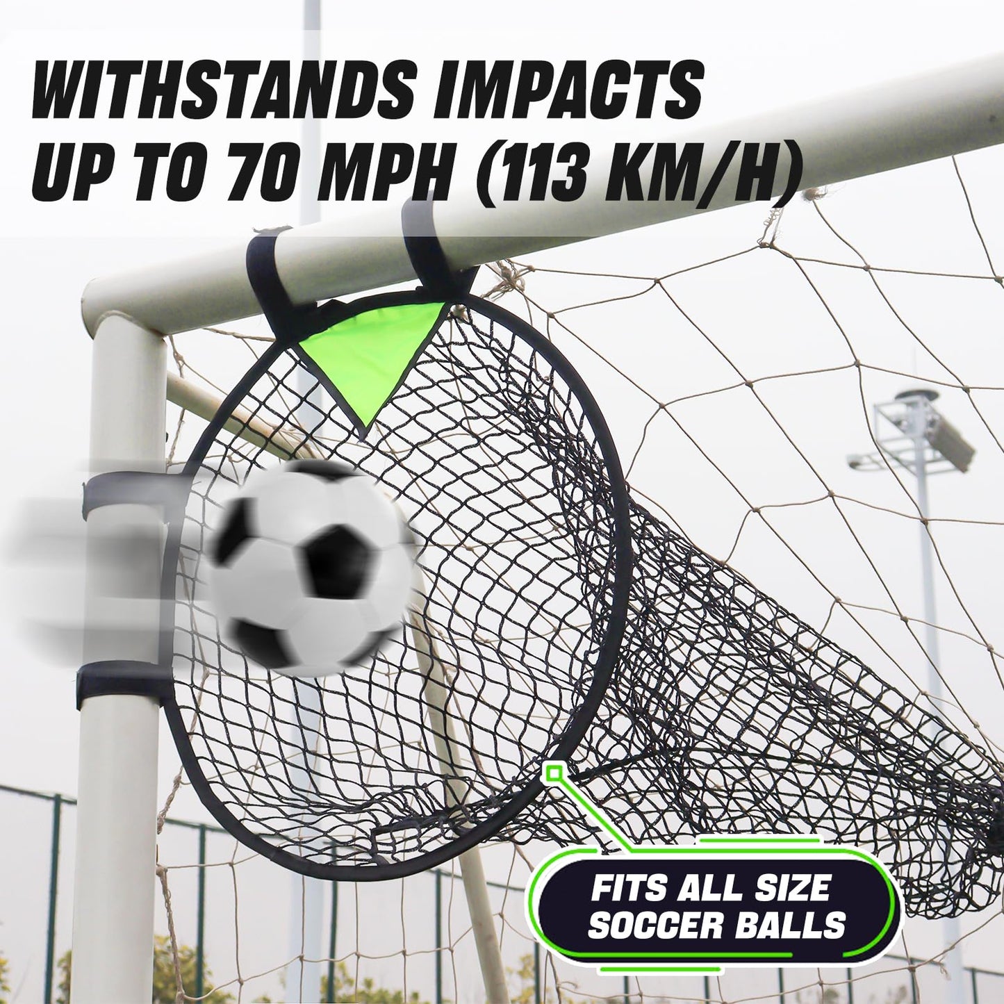 BOHEN Soccer Targets Goal Set of 2pc - Pop-up Portable Top Bins Target - Shooting Accuracy Training Soccer Goal for Endless Fun and Skill Building with Carrying Bag (18" Diameter, Green)