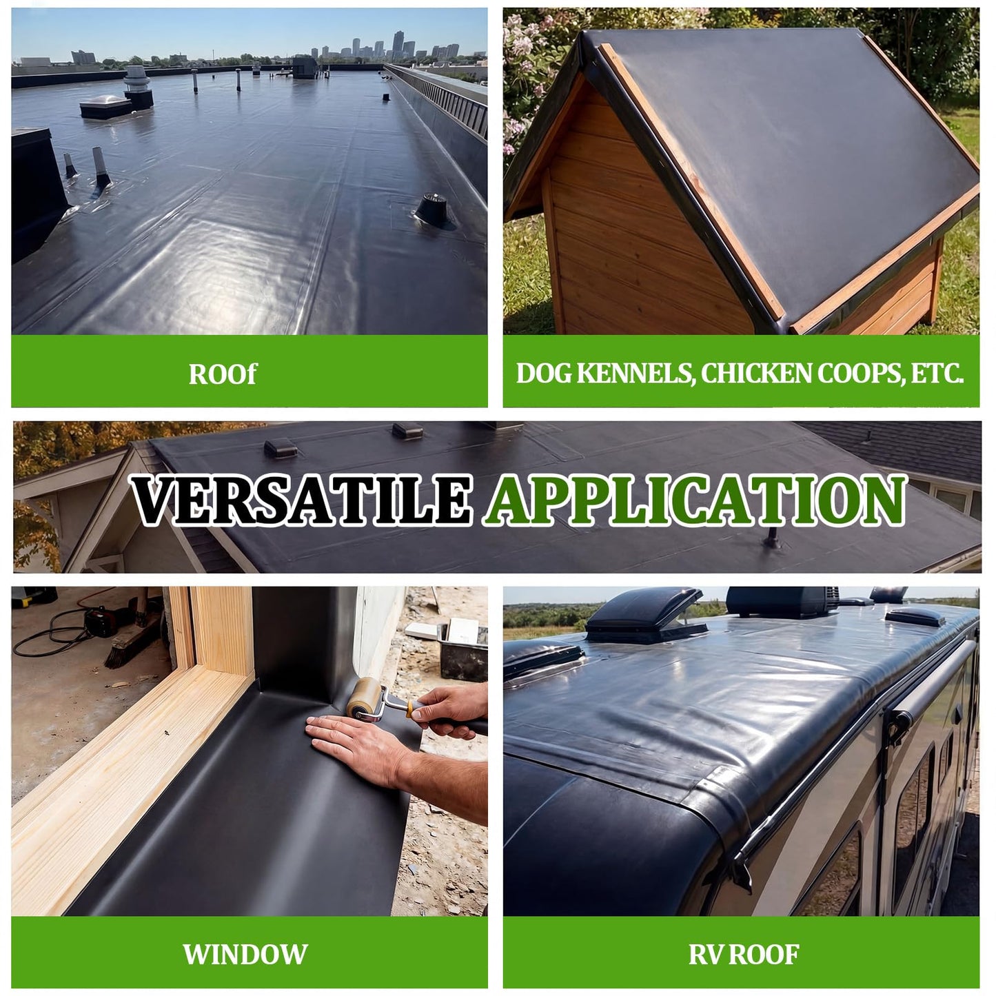 Pushglossy 2 Rolls EPDM Rubber Roofing Membrane 39" x 20ft, Self-Adhesive Waterproof Underlayment, 50 Mil Reinforced Flat Roof Sheet, Ice and Water Sheet for RV, Shed, Garage and Patio