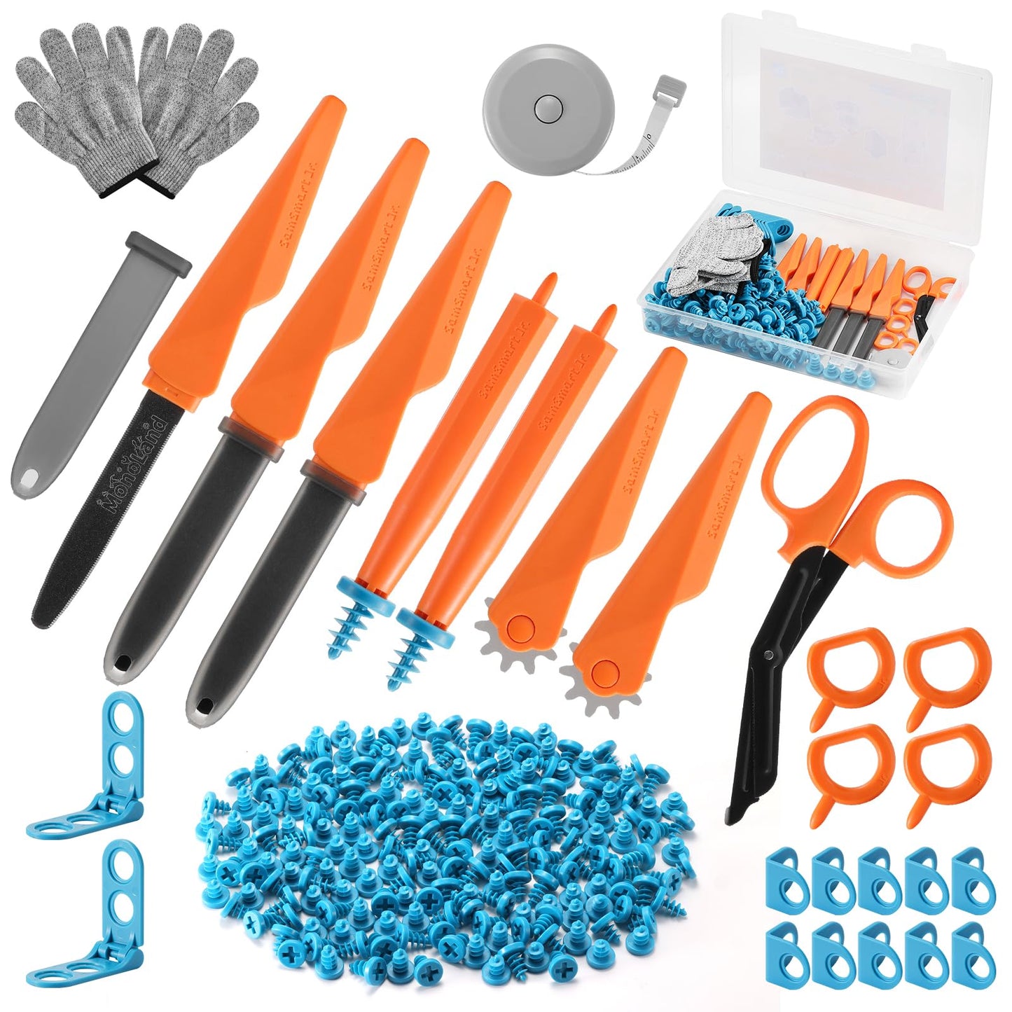 SainSmart Jr. 228 PCS Cardboard Construction Kit, Cardboard Tools for Kids STEM Projects, Classroom & Family DIY Activities | Reusable Cutting Tools with Safe Cutter, Tool Box & Tape Measure