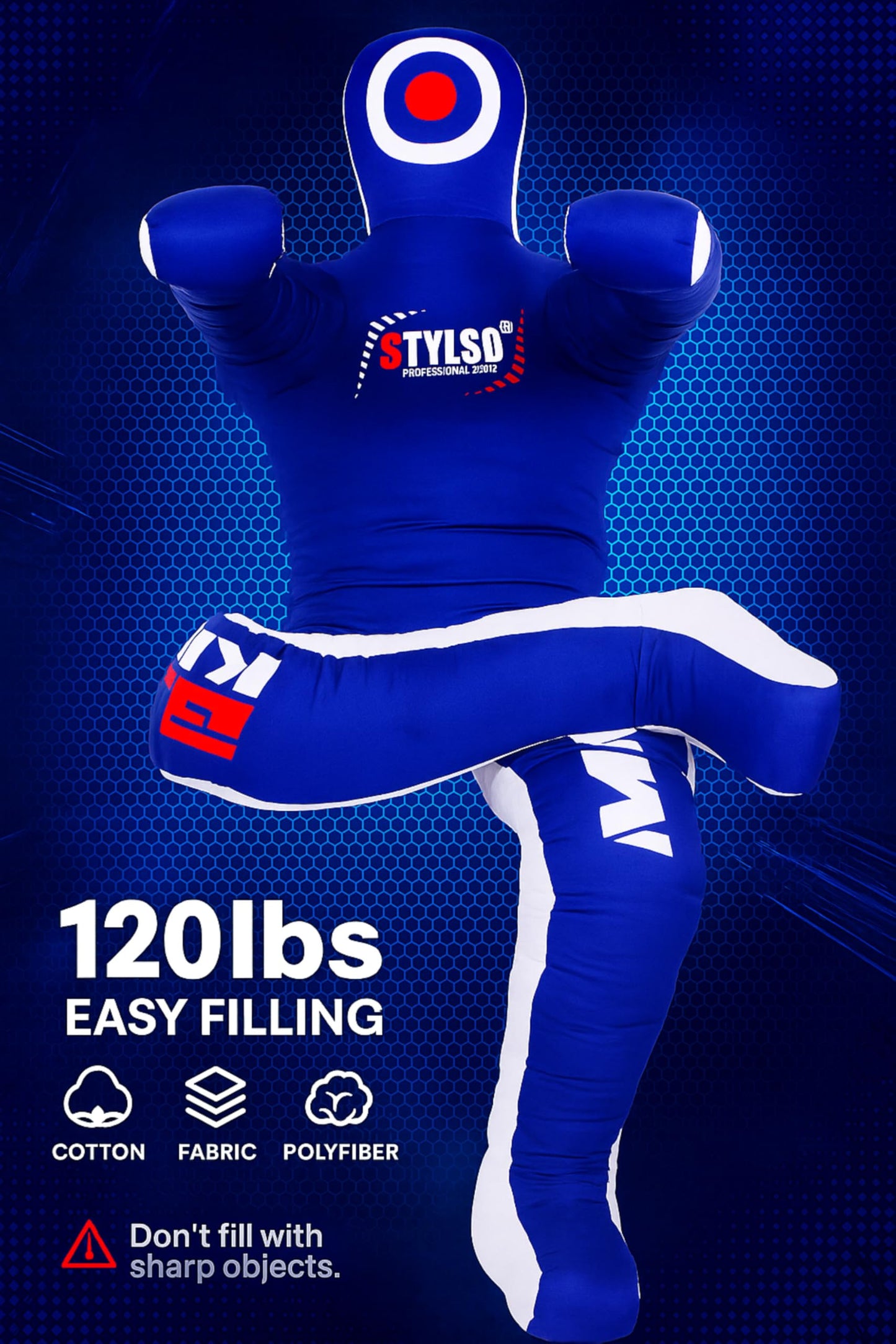 Un-Filled Grappling Dummy Wrestling Dummy Jiu Jitsu Dummy for BJJ MMA Judo Karate Practice Adult Kids and Youth Training Tackling Dummies - Blue, 5ft / 60"