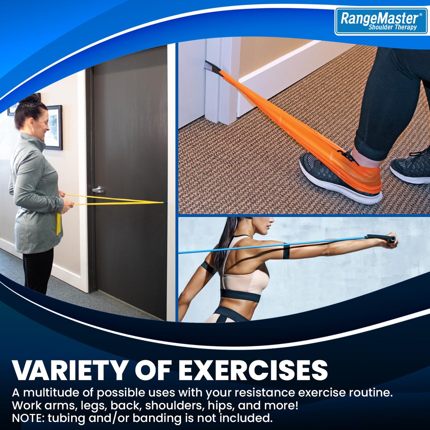 RangeMaster TheraLoop Door Anchors │ Non-Slip │ Complements Exercise Bands or Tubes │ Great for Exercising or Strengthening Activities│2 Pack (Black)