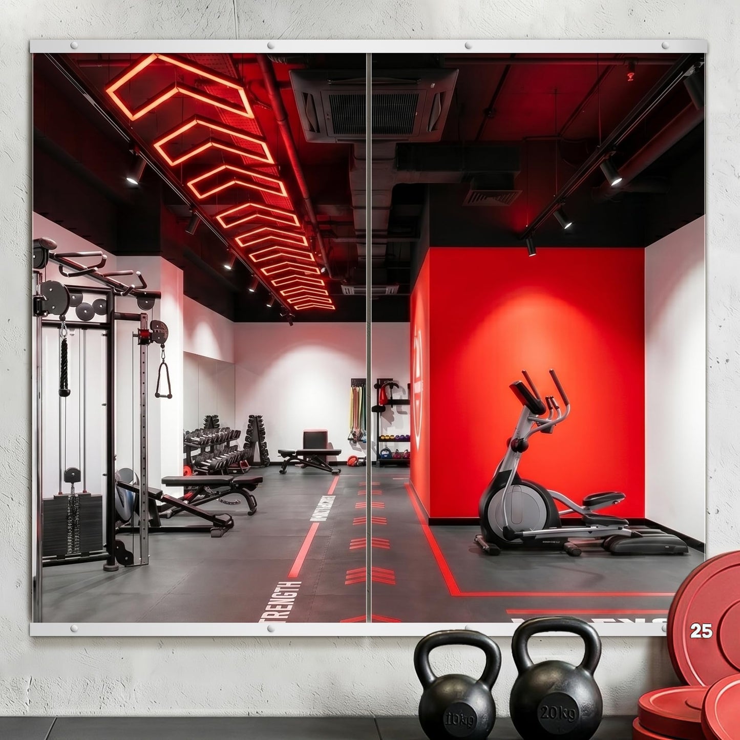 AMOISE Home Gym Mirror for Wall, 48"x28"-2PCS Frameless Tempered Glass Mirror, Large Full Length Mirror for Garage, Workout, Yoga Room, Dance Studio & Home Exercise
