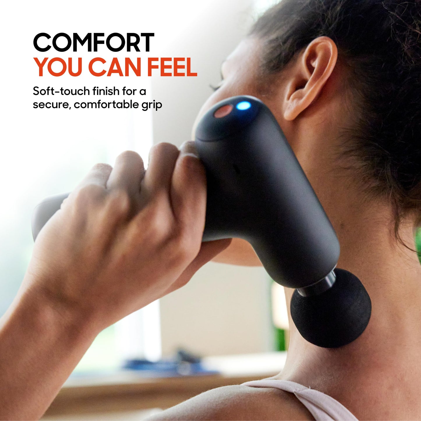 Sharper Image PowerBoost Core Mini Massage Gun [2026 Version] Deep Tissue Percussion Massager with 6 Speeds for Back & Full Body Muscle Pain Relief, Portable with 4 Attachments & Carry Pouch