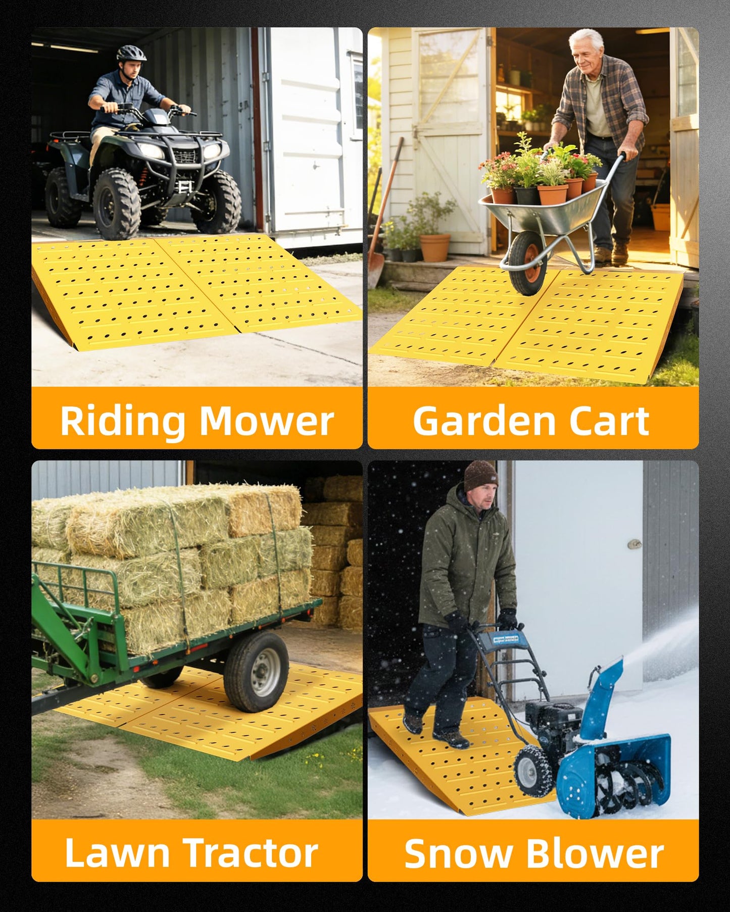 VNN 29" x 24" Shed Ramp - Yellow Loading Ramp for Riding Mower, 1 Pack Ramps for Shed，900 LB Capacity Alloy Loading Dock Ramp for Garages, Barns