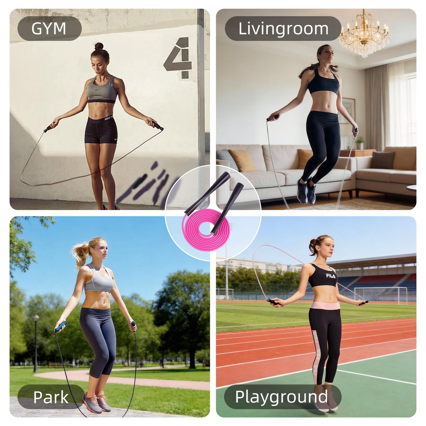 YUEDONG 5mm Adjustable Weighted Jump Rope Inspired by Canton Tower Curve - Elegant Matte Long Handles with Four-Sided Anti-Slip Design, Self-Lubricating POM for Smooth Silent Cardio Fat Burning Workout Women Fitness Weight Loss Portable with Carry Bag (1,