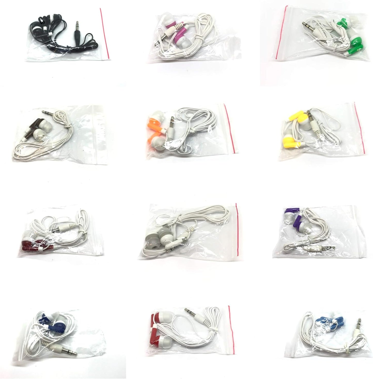 50 Pack TFD Supplies Wholesale Bulk Earbuds Headphones in Storage Tub - Mixed Colors