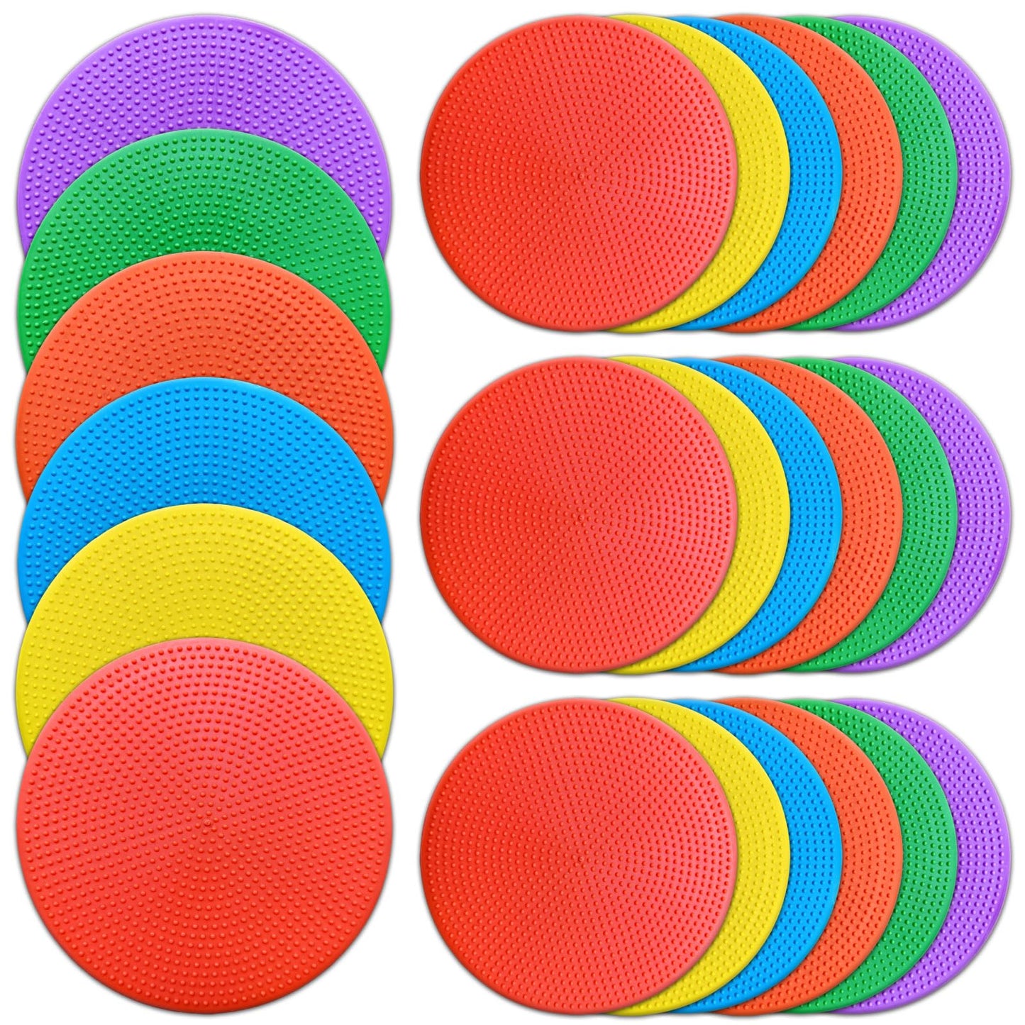 PIKZH Poly Spot Markers 4 inch 24 Pcs Non-Slip Rubber Agility Training Markers Floor Dots Flat Field Cones for Football, Soccer, Basketball, School Exercise Drills, Gym Dance Practice TPE