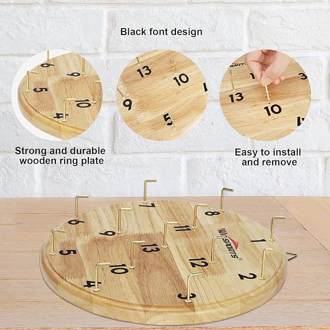 Ring Toss Game,Indoor Outdoor for Kids Adults Family,Fun Tailgate or Hangs on Wall,Exciting Gift Idea, Safe & Durable Design,Includes 13 Metal Hooks and 14 Rubber Rings