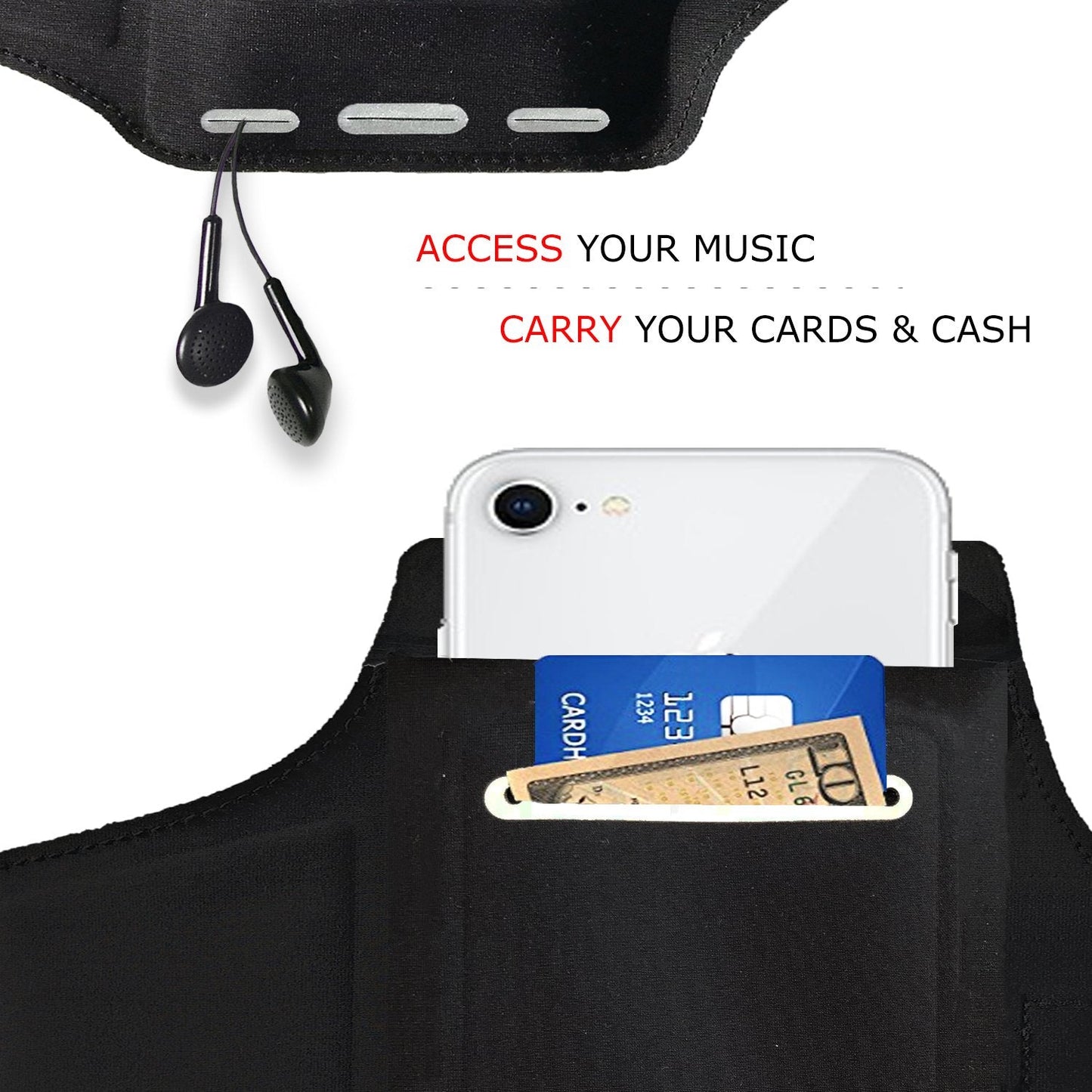 RevereSport Waterproof Armband for iPhone 17/16/15/14/13/12 with Extra Pockets for Keys, Cash and Credit Cards. Running Phone Arm Holder for Sports, Gym Workouts and Exercise