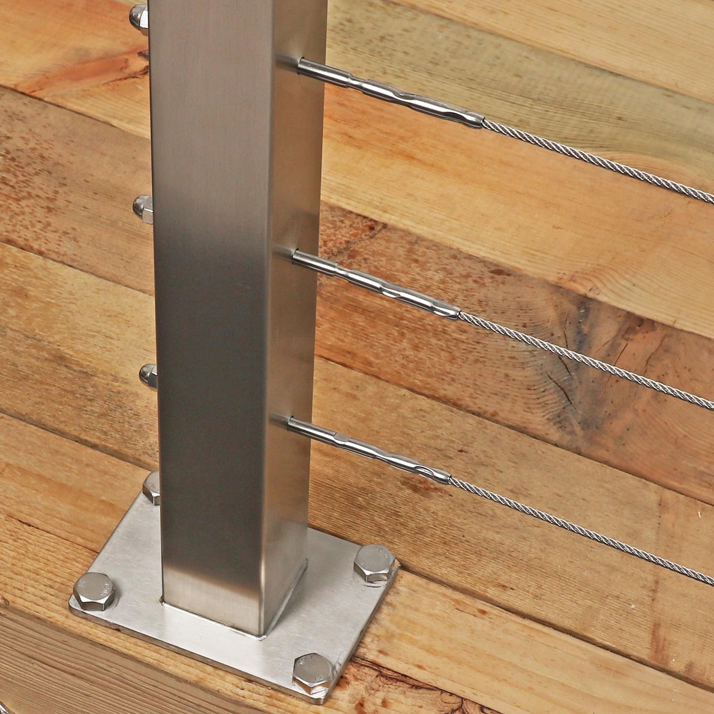 Mayset 36" 2 Pack Stainless Steel Cable Railing Post 2"×2" with 1/8 Cable Railing Kit, Level drilled (2, 36 Inch)