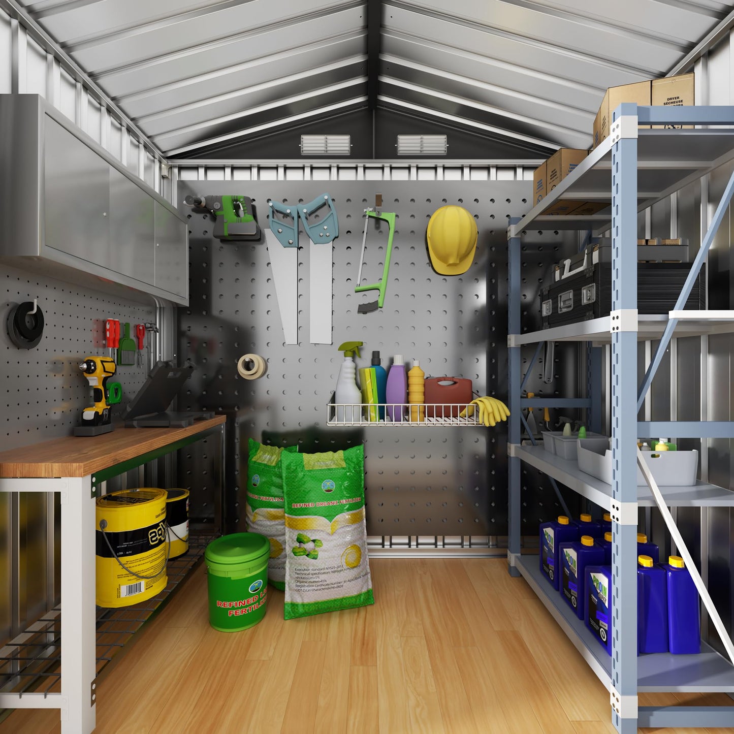 Metal Storage Shed & Outdoor Storage, Outdoor Steel Storages Shed with Sloping Roof, Utility and Tool Garden Sheds for Backyard Patio Lawn