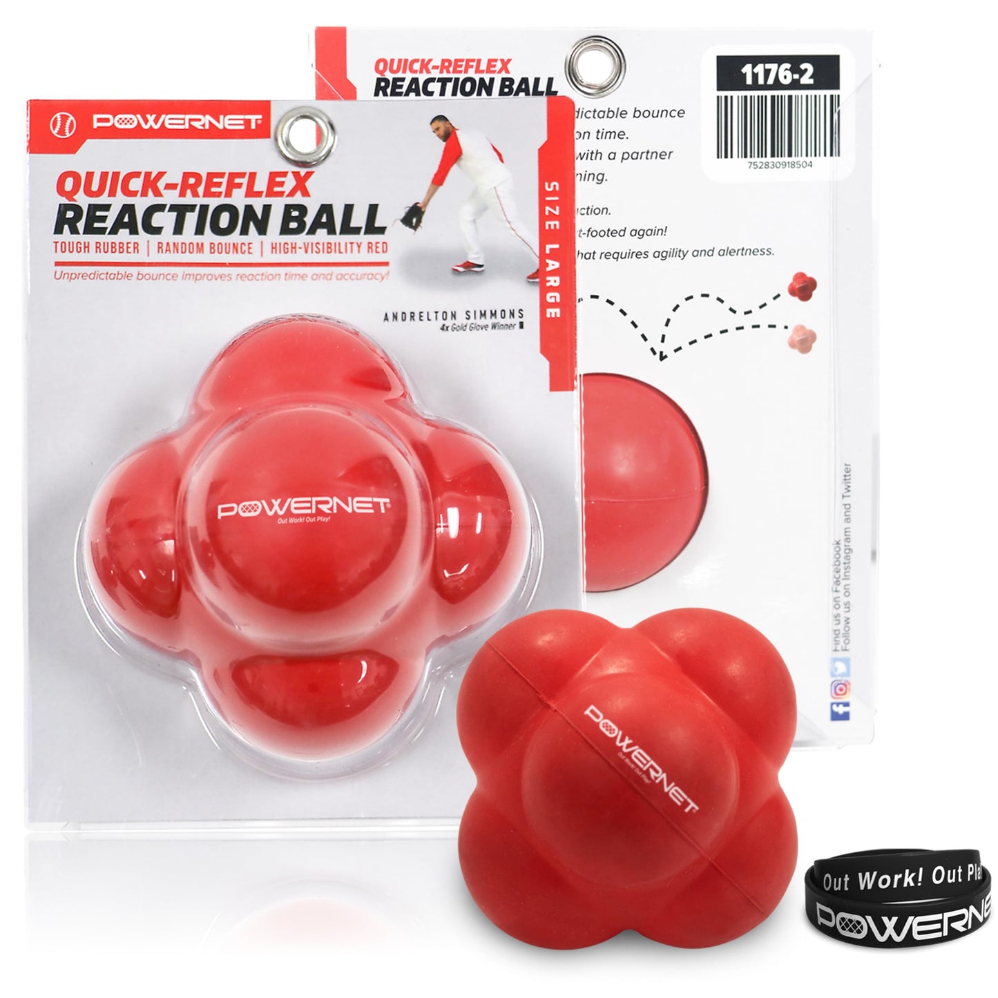 PowerNet Reaction Balls, Reflex & Agility Trainer, Hand-Eye Coordination Training, Reaction Speed Training Equipment, Baseball Softball Soccer and Boxing Reflex Ball (2-PK)