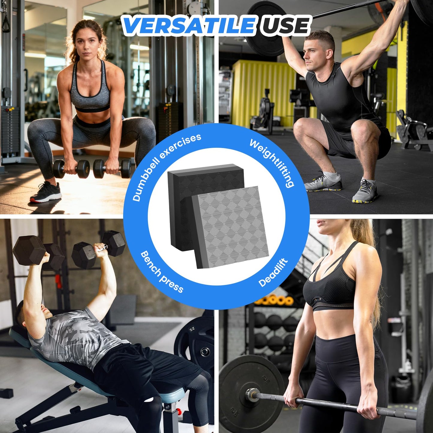 Colaxi Weightlifting Crash Pads for Floor Protection, Deadlift Mat, Weightlifting Crash Mats, Nonslip & Shock Absorbing Silencer Drop Pads for Fitness/Training/Yoga, Black Gray 40x33x4cm