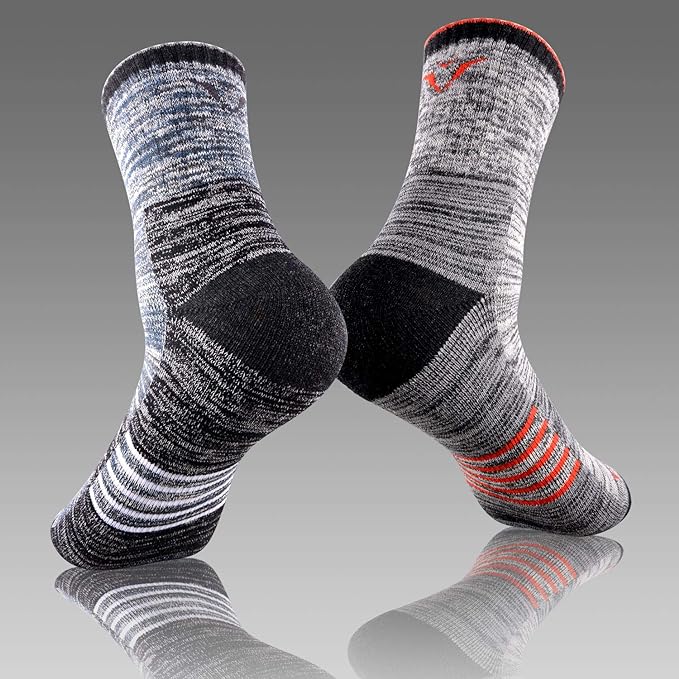 FEIDEER Men's Hiking Walking Socks, Multi-pack Wicking Cushioned Outdoor Recreation Quarter Crew Socks