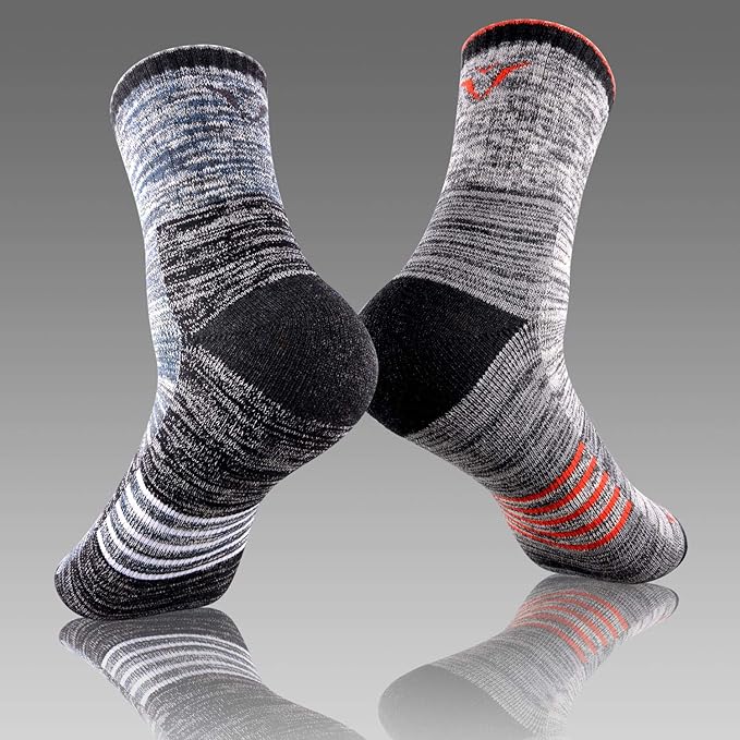FEIDEER Men's Hiking Walking Socks, Multi-pack Wicking Cushioned Outdoor Recreation Quarter Crew Socks