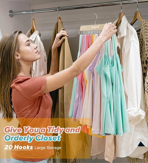 Gomyrod Bra Hanger - Space-Saving Wood Organizer with 20 Hooks | Holds 40 Bras, 360° Rotating Design