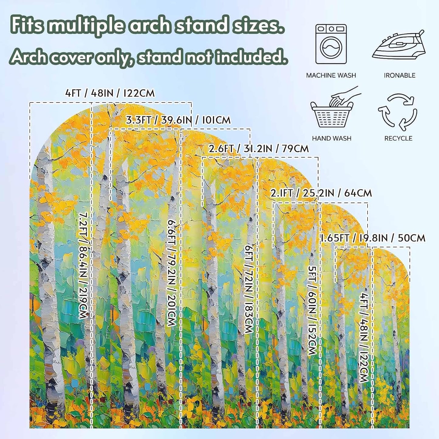 Jnbasdffb 7.2 Yellow Leaves Wedding Arch Cover, Stretchy Spandex Arch Backdrop Stand Covers FT, Modern Oil Painting