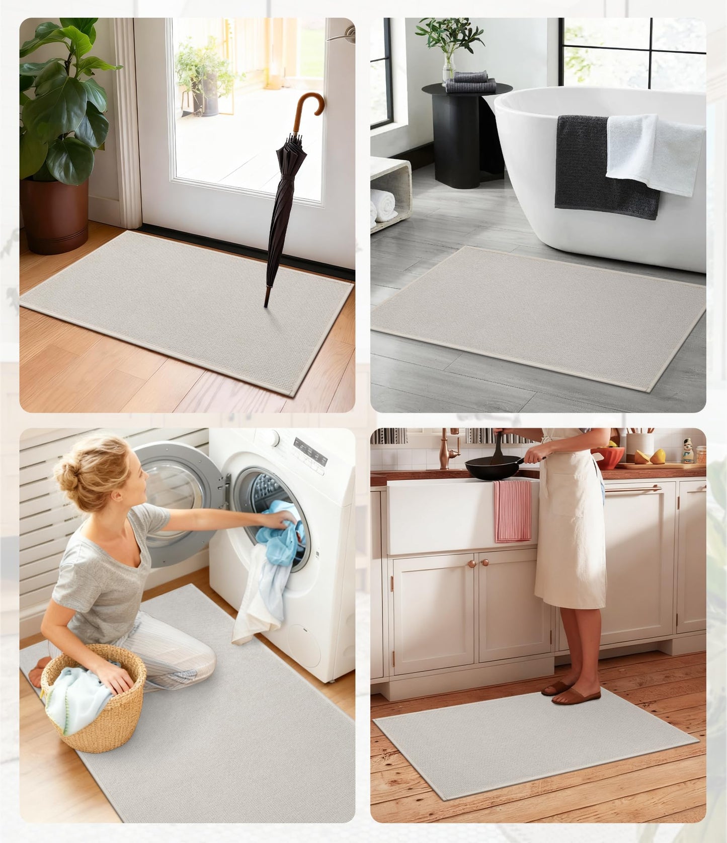 YIHOUSE Bathroom Rugs Mat 16x24, Non Slip Quick Dry Bath Mats for Bathroom Absorbent Ultra Thin Bath Rugs Machine Washable Fit Under Door for Sink, Cabinet, Laundry (Beige, 16"x24")