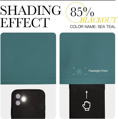 NICETOWN Blackout Curtains for Patio Glass Doors - Sea Teal Privacy Panels, 42" x 95" (1 Pair)