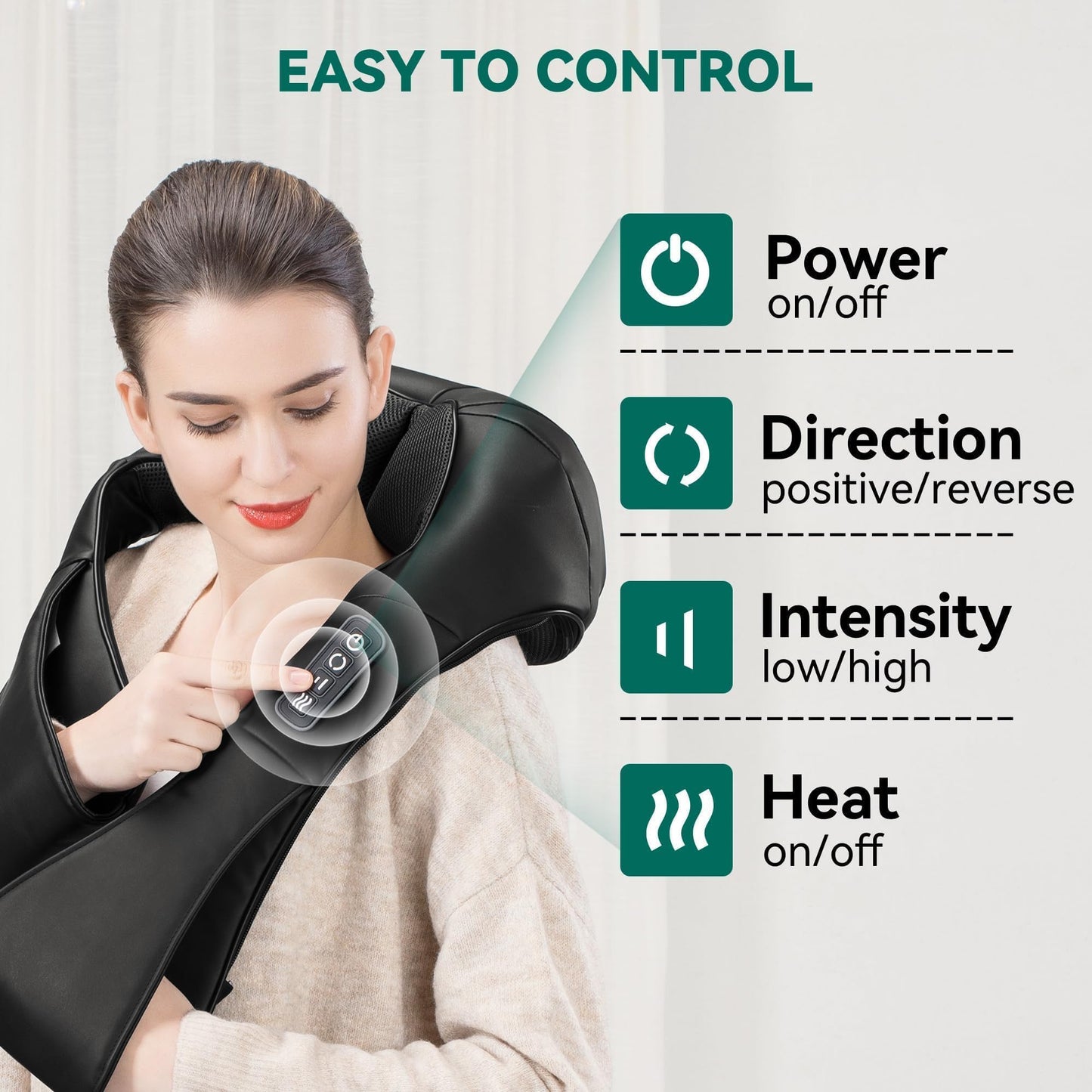 Snailax Cordless Massager - Shiatsu Neck and Shoulder Massager with Heat, FSA Eligible, Portable, Lumbar, Back Electric Massage Pillow, Gift for Woman, Mom, Dad