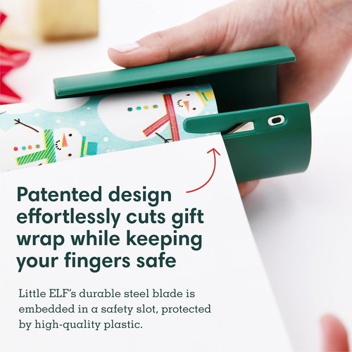 Little ELF Wrapping Paper Cutter - 2-Pack Holiday Gift Wrap Holder | Made in USA | Green