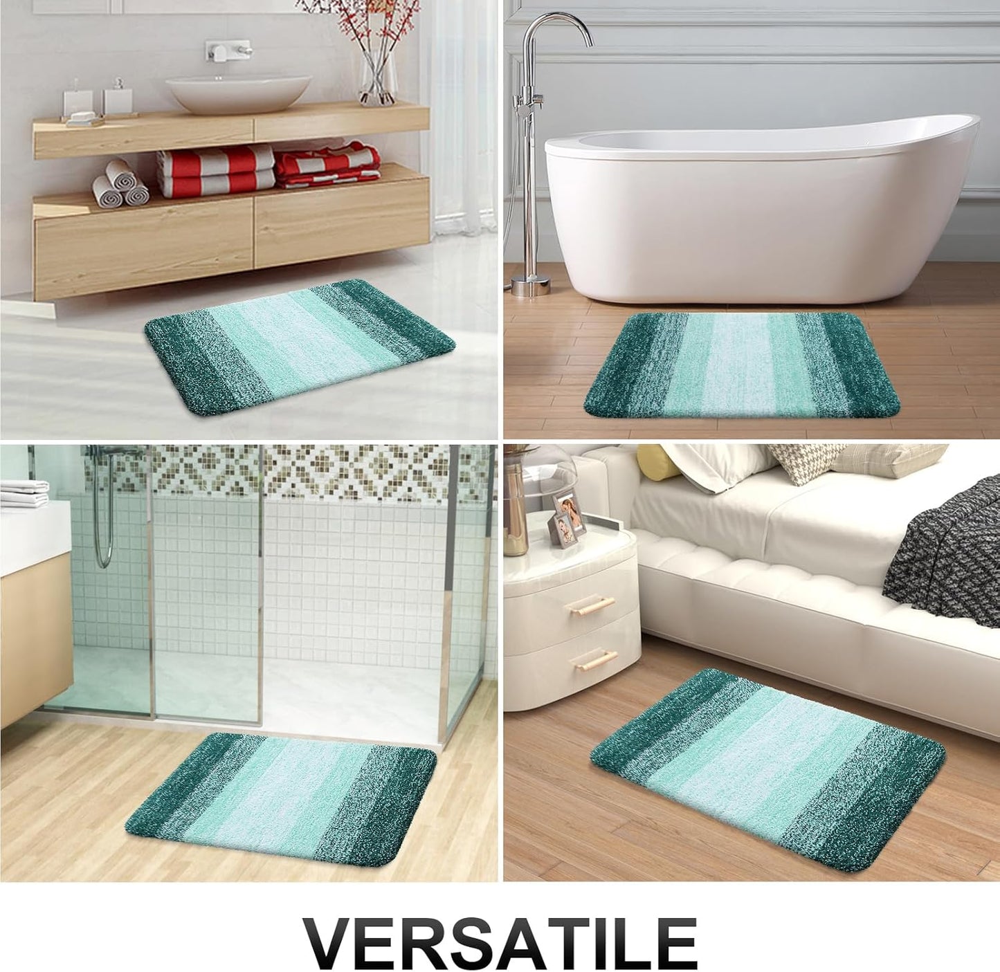 OLANLY Bathroom Runner Rug - Extra Soft Microfiber Mat with Rubber Backing | Quick-Dry 47x17 in Blackish Green