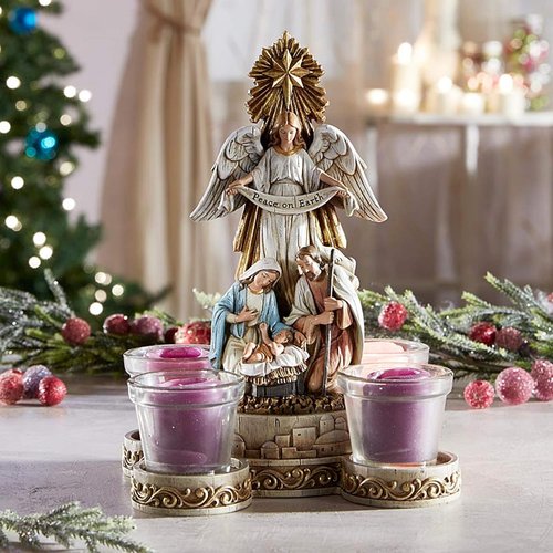 Needzo Nativity Scene Candle Holder Set - Holy Family Figurines for Votive Candles | 6.5 x 10 Inches