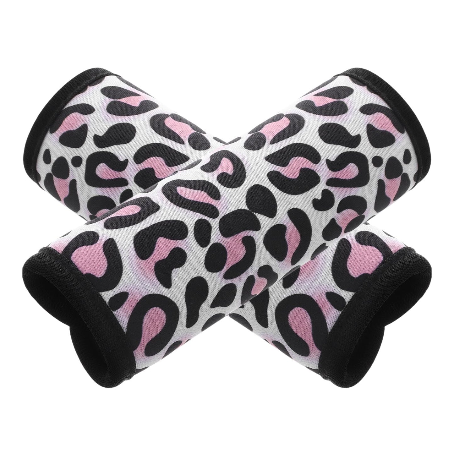 OHPHCALL Barbell Pad Set 2Pcs with Leopard Print Dumbbell Handle Covers Horizontal Bars Sleeve Non-Slip Protective Grip Pads for Pull Up and Weight Lifting Training