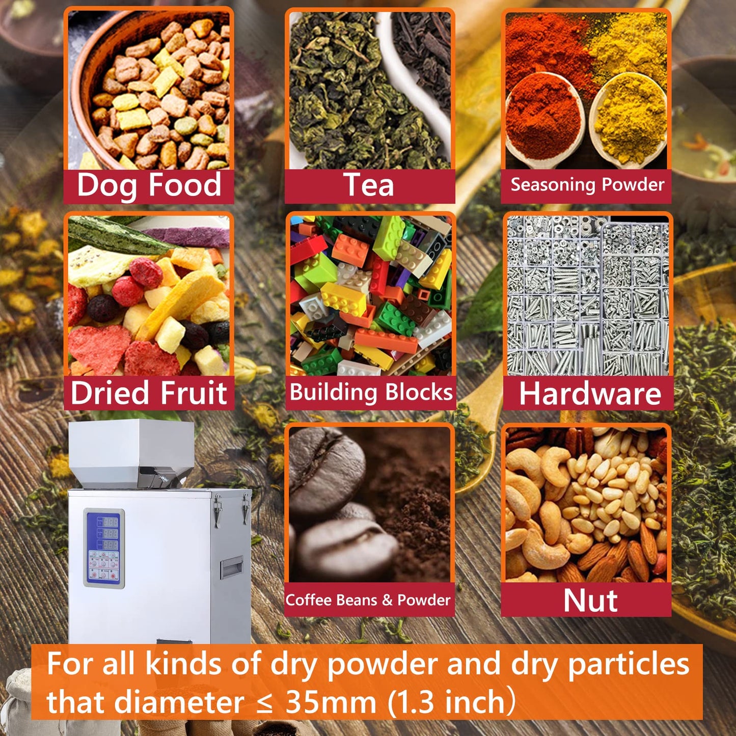 Fanlocn Powder Filling Machine, Particle Filling Machine, Automatic Powder Particle Dispenser For Flour Beans Glitter (Powder&Particle Filler 10-500G)