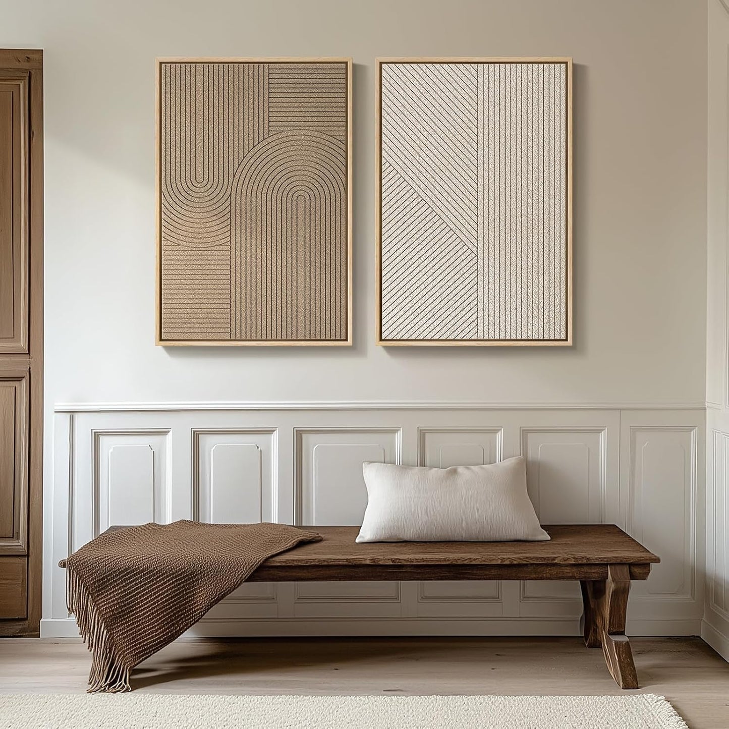 Regine Switzerland 3D Textured Wall Art Set - Modern Beige & Brown Abstract Paintings | 24x36 In