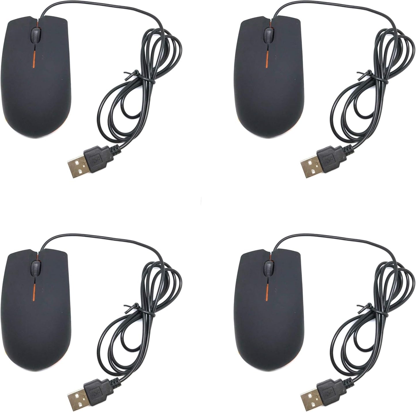TFD Supplies 3 4 Pack - Wired Button Optical Computer Mouse - - Bulk Computer Mice
