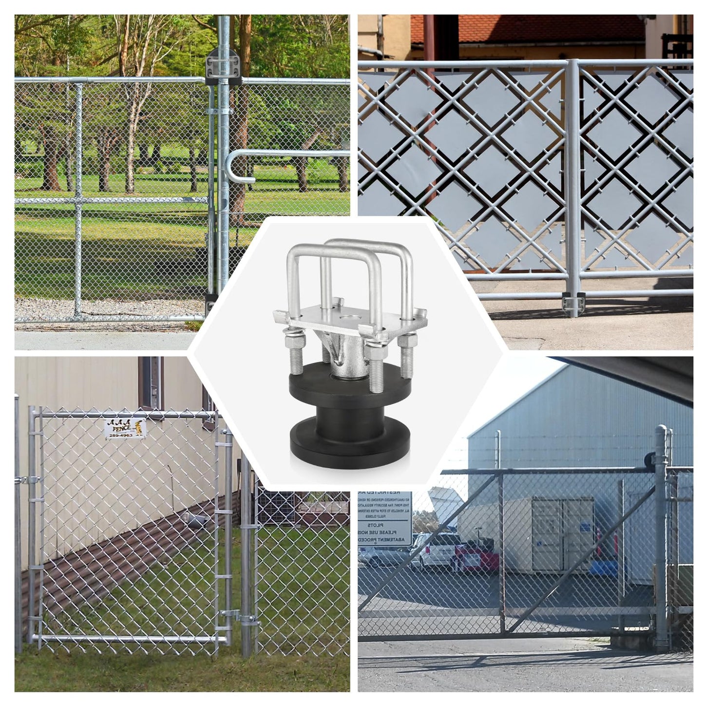 Wmebee 4 Pack Nylon Cantilever Rollers 2" Gate Frames, 4" Square Post Chain Link Fence Parts, Cantilevered Rail Fence Gate Kit