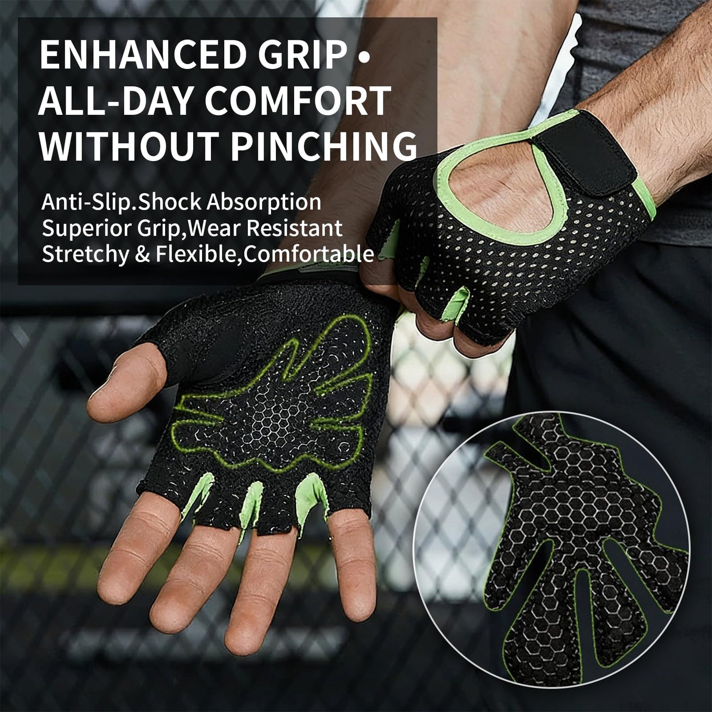 Tostyles Workout Gloves for Men Women Exercise Gloves Non-Slip Silicone Padded Palm Grip Protection for Weight Lifting, Cycling, Gym, Training, Breathable and Snug Fit