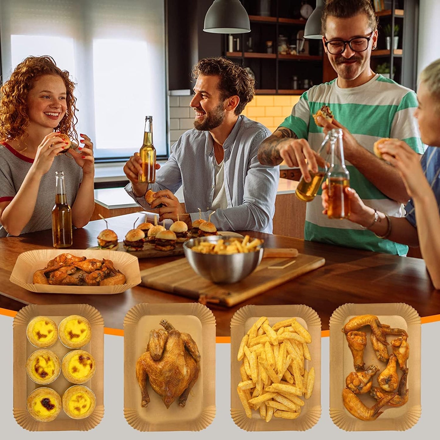 Ninja Air Fryer Liners - 100 Pcs Non-Stick Parchment Paper for DZ201, DZ401, DZ550 & More