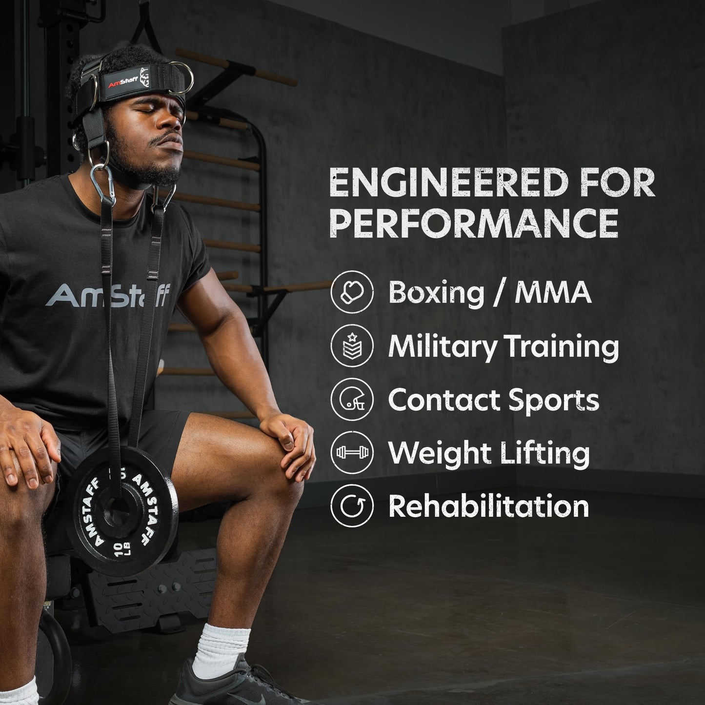 AmStaff Fitness Neck Harness for Weight Lifting – Adjustable Head & Chin Strap for Neck Strength, Muscle Building, Workout Training & Injury Recovery Support