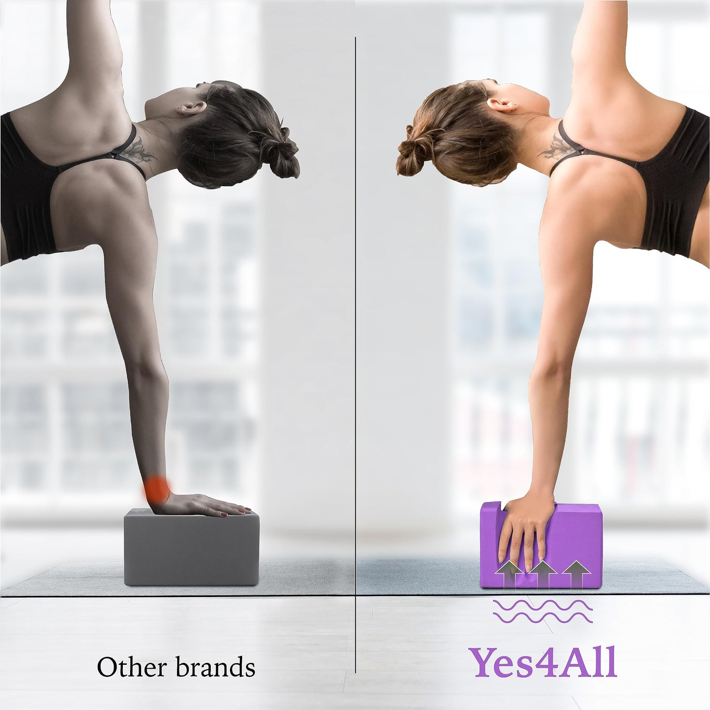 Yes4All Yoga Blocks 2 Pack Push Up Blocks Accessories, Comfort Wrist Support Equipment for Women Men Beginners, EVA Foam Brick for Grip Strength Balance Fitness and Exercise