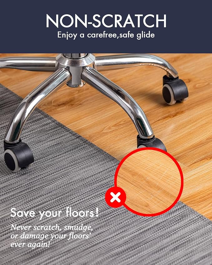 Baroyal Office Chair Mat for Hardwood Floor Under Desk Computer Rolling Chair Mat for Wood/Tile Floor Non-Slip Heavy Duty Desk Rug PVC Plastic Hard Floor Protector 36" x 48" (Gray)