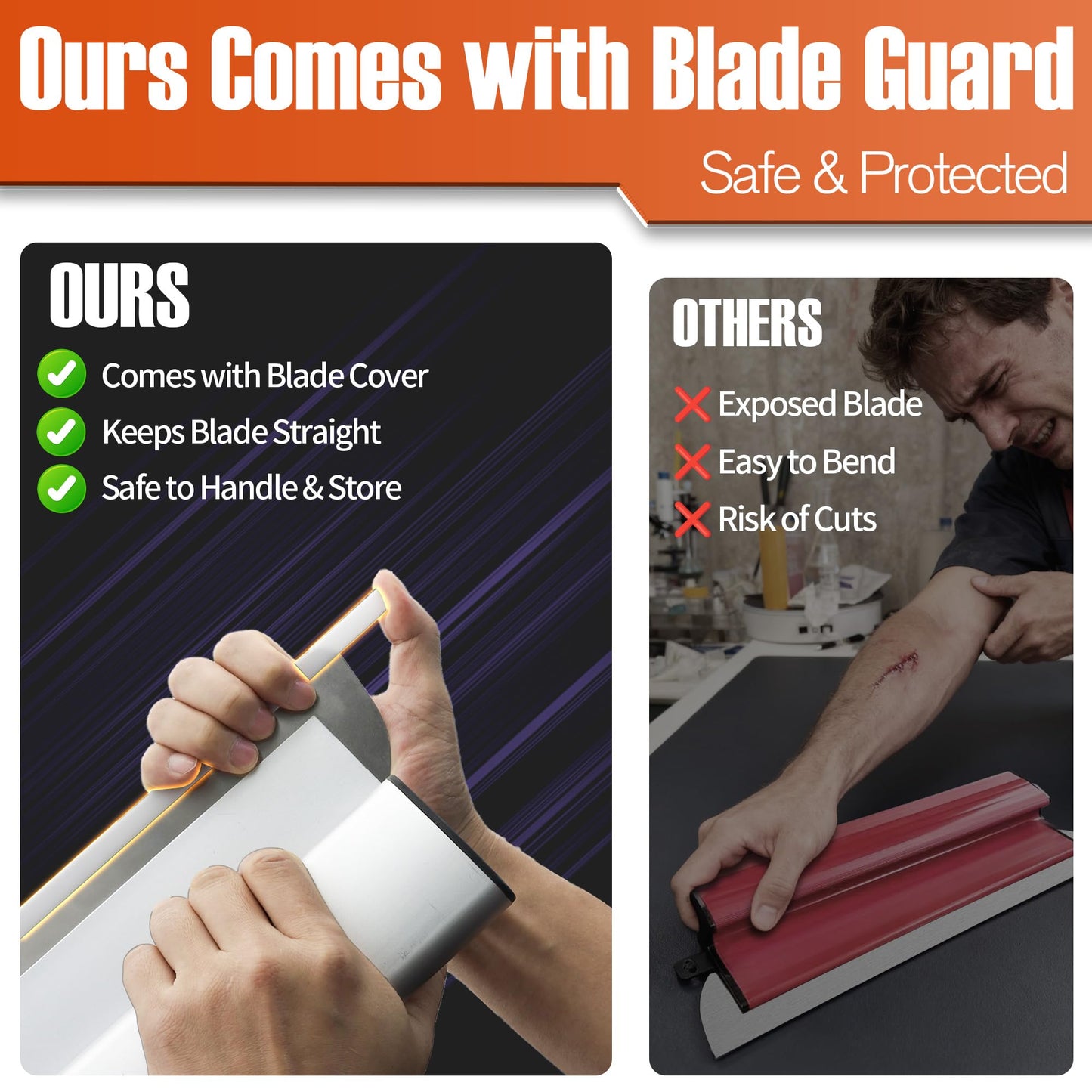 Professional Drywall Skimming Blade Kit (12", 16", 24", 32" & 40"), Stainless Steel Wall Finishing Tools with Extension Pole, Roller & Putty Knife, Lightweight Set with Carrying Case