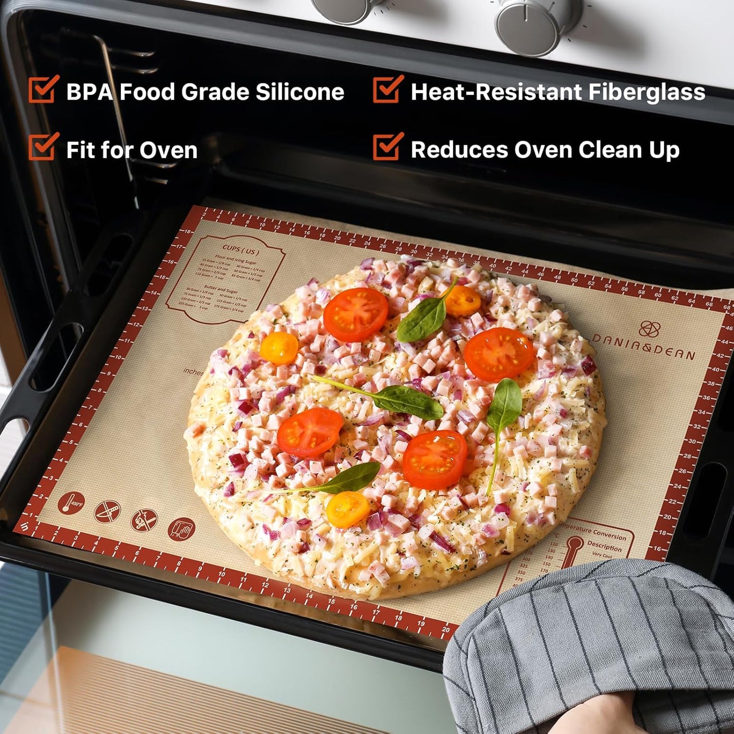 Skiennix Silicone Baking Mat - Extra Thick Non-Stick Dough Rolling Sheet | 28" x 20" Reusable Food Grade Mat for Cookies, Macarons, and Pastry