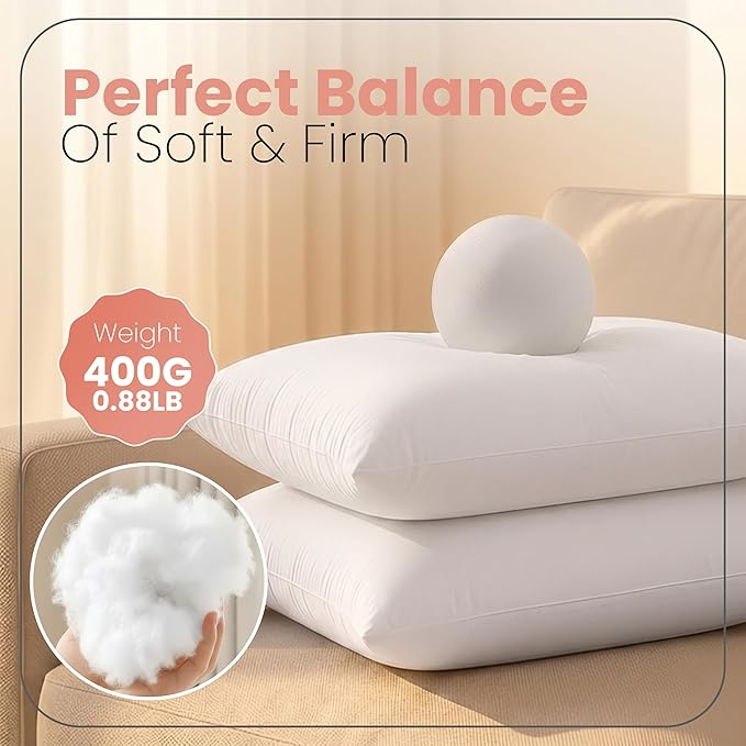Utopia Bedding 12x20 Pillow Inserts, Set of 2, White – Indoor Decorative Throw Pillows for Bed, Sofa & Couch – Soft, Supportive & Fluffy Cushion Inserts