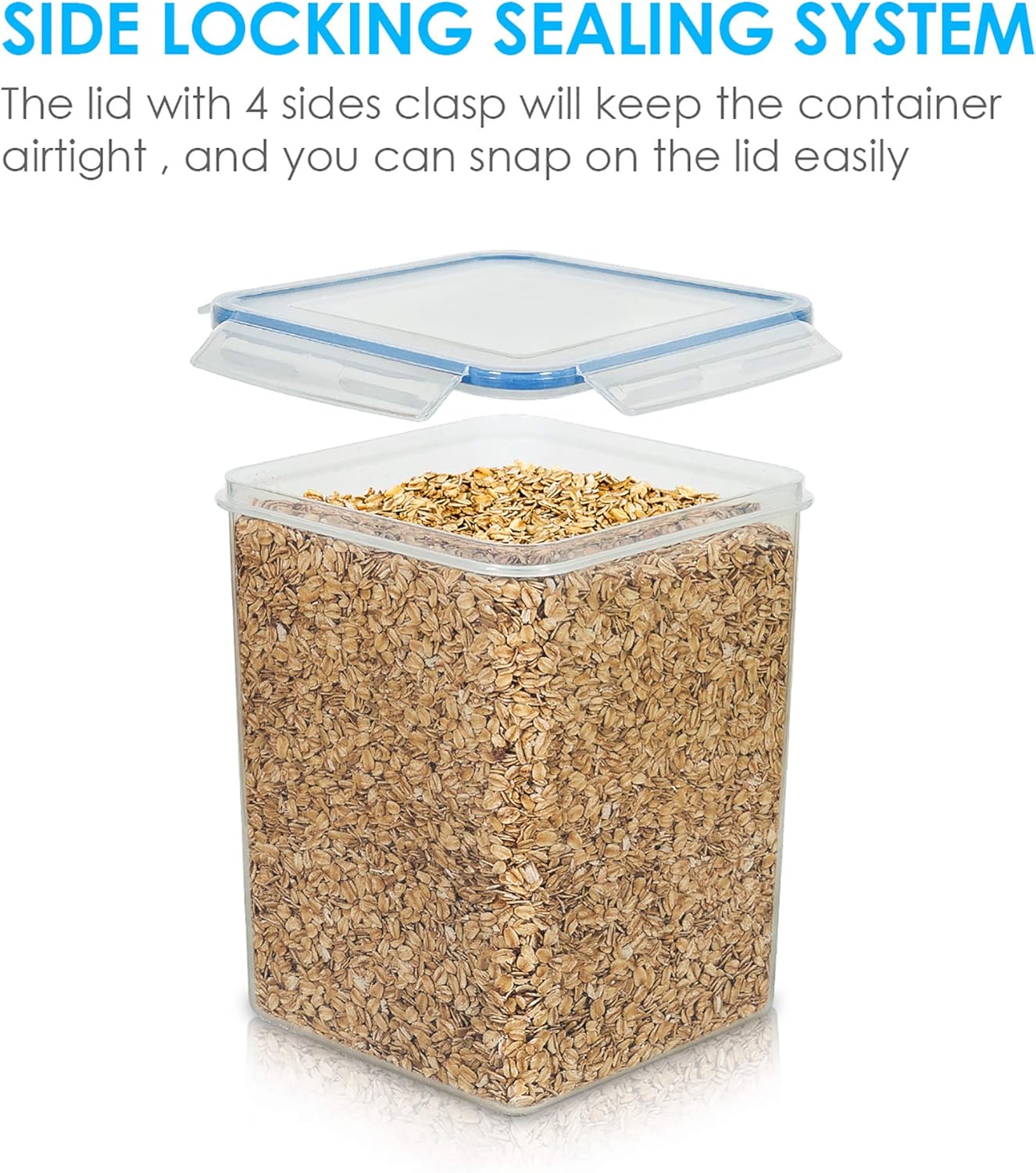 Vtopmart Large Food Storage Containers - 5.2L BPA-Free Airtight Canisters with Lids & Labels | 4-Pack in Blue