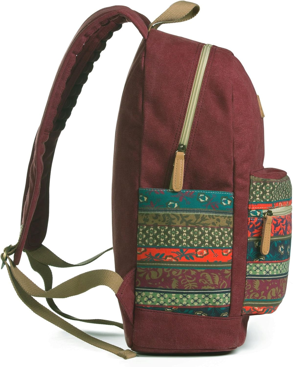 Kinmac Backpack Backpack Canvas with Massage Cushioned Straps,Travel Outdoor (Wine-Bohemian)