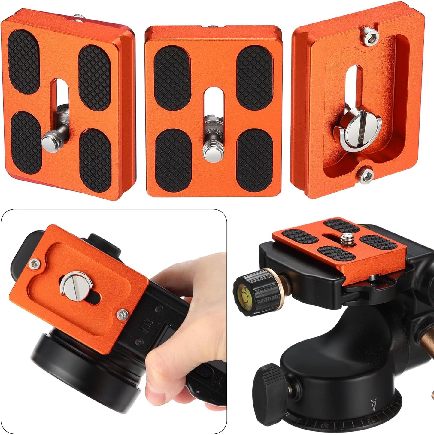 Frienda 2 1/4''-20 Head(Orange,Pu50) Pieces Metal Quick Release Plate with Camera Screw Tripod Mount Plate Fits