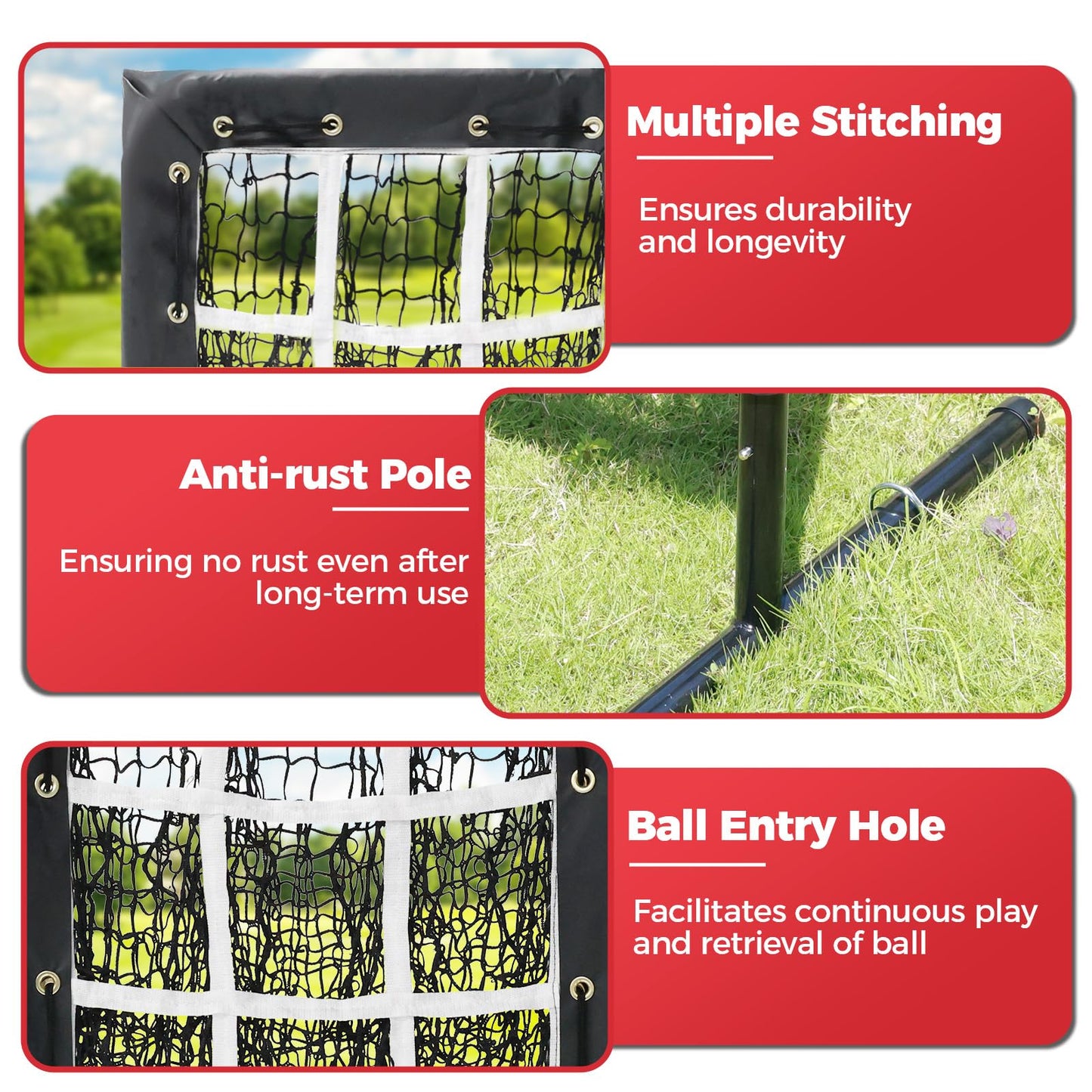 Bearwill Pitching Net, 9 Hole Pitching Net with Strike Zone, Baseball Softball Pitching Target with Adjustable Height, Baseball Pitcher Throwing Practice Training Equipment for All Skill Levels