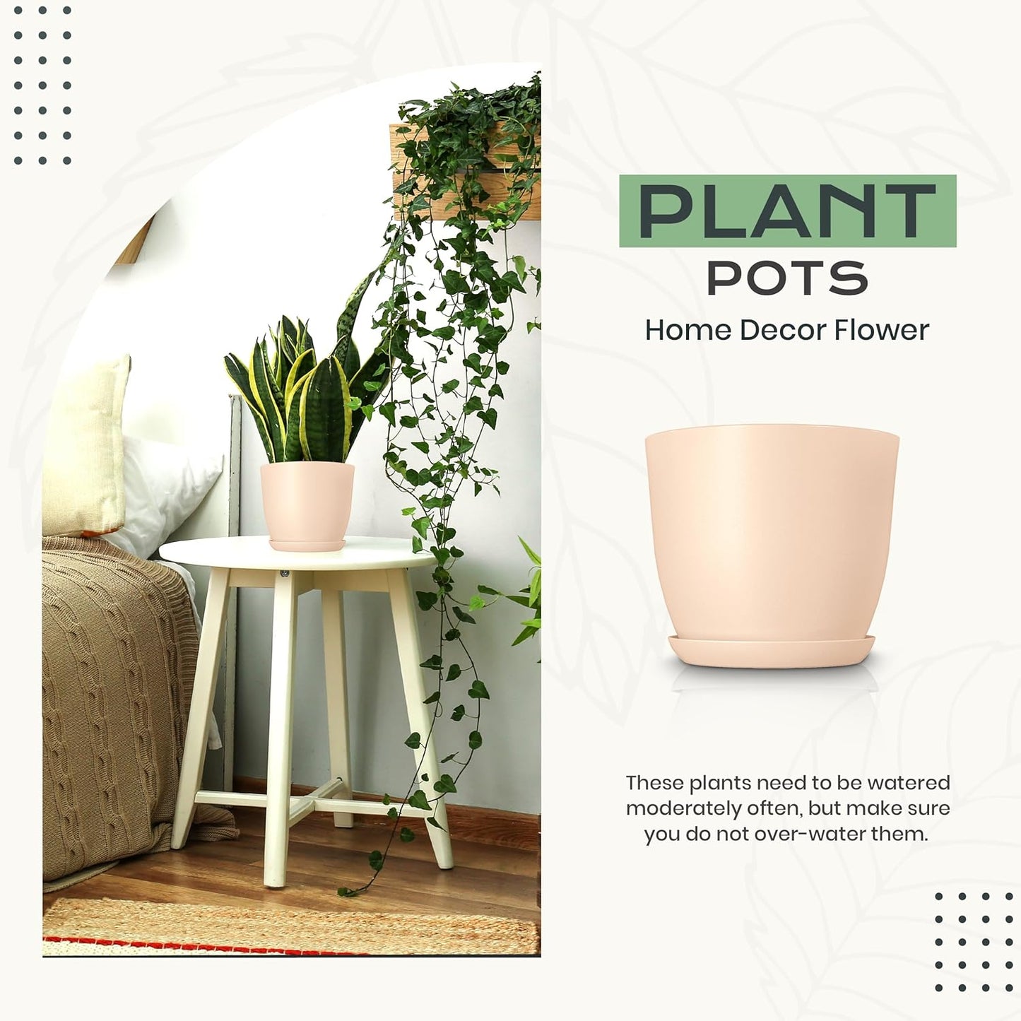 Utopia Home - Indoor Plant Pots with Drainage - 7 to 4.8 Inches, Pink Plastic Planters for Succulents & Cacti | Pack of 10