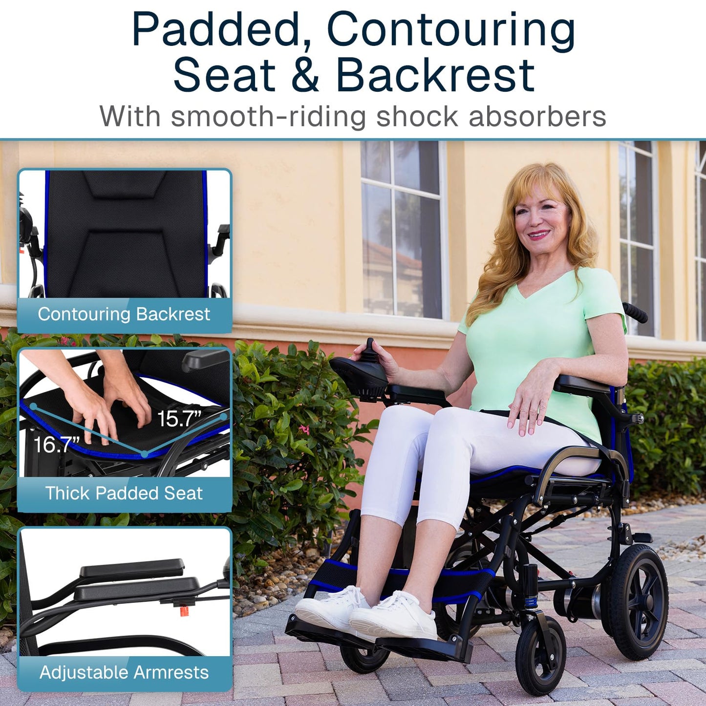 Vive Ultra Lightweight Electric Wheelchair for Adults - Foldable Power Wheel Chair - Collapsible, Folding, Ultralight, Motorized, Light Weight Travel Senior Folding Mobility Aid - Weighs Just 39 lbs